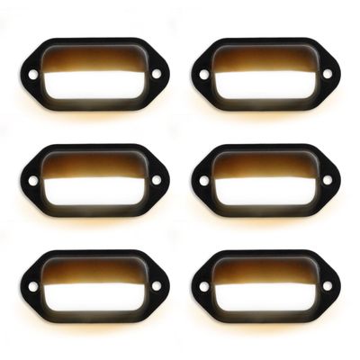 Dream lighting 12V RV Marine Boat Interior Lights LED Courtesy Step Stair Deck Light Trailer License Plate Light, Surface Mount Fixture 0.1watt Warm White Lighting Oval Black Shell 2.6inch, Pack of 6