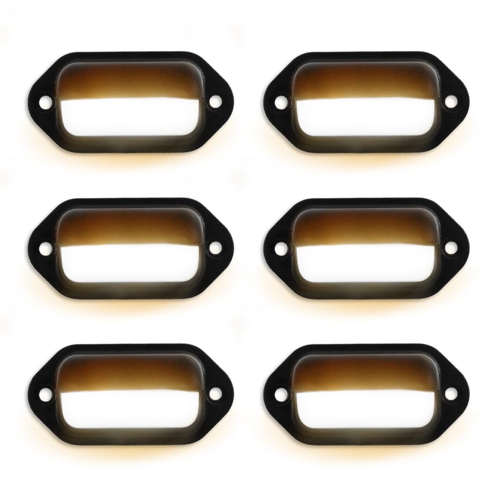Dream lighting 12V RV Marine Boat Interior Lights LED Courtesy Step Stair Deck Light Trailer License Plate Light, Surface Mount Fixture 0.1watt Warm White Lighting Oval Black Shell 2.6inch, Pack of 6