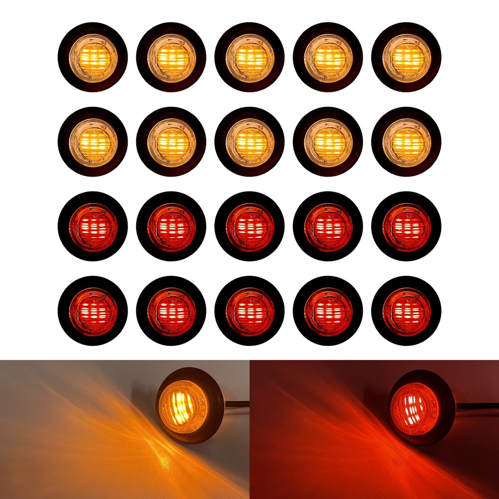 Dream lighting 12volt 3/4 Inch Amber LED Side Marker Lights Trailer Led Clearance Light Recessed Mount Pack of 10