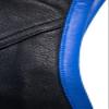 Men's motorcycle leather vest biker vest club vest in black with blue border (Size S, Black/Blue) view 2