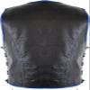 Men's motorcycle leather vest biker vest club vest in black with blue border (Size S, Black/Blue) view 3