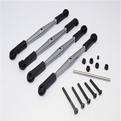 GPM For Vaterra K5 Blazer Ascender Upgrade Parts Aluminium Front Anti-Thread Tie Rod 110mm For 308mm Wheelbase - 4Pcs Set Gray Silver