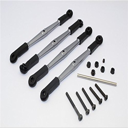 GPM For Vaterra K5 Blazer Ascender Upgrade Parts Aluminium Front Anti-Thread Tie Rod 110mm For 308mm Wheelbase - 4Pcs Set Gray Silver