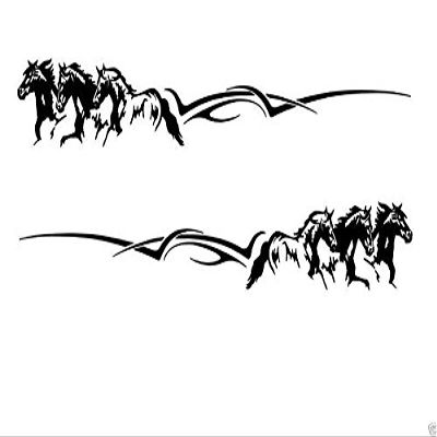 2 Pcs Horse Trailer Decals 63.5 x 8.5 Inch Self-Adhesive Car Side Body Stickers Black Vinyl Running Horse Graphic Decals for Trailer, Car, Truck, SUV, RV, Camper, Motorcoach Decor-940