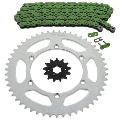 fits Kawasaki 1995-06 KDX200 200/97-05 KDX220 220 Green Chain & Sprocket 13/51 112L