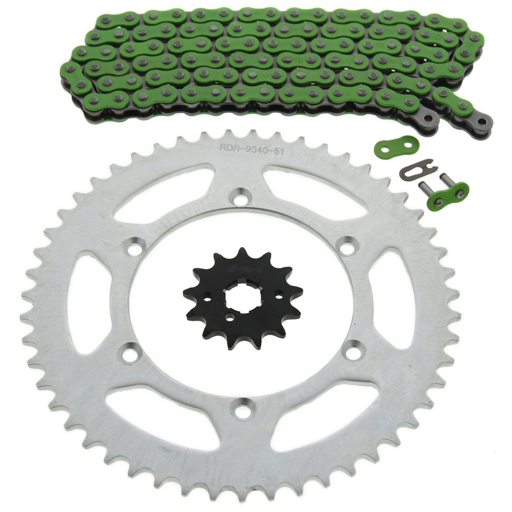 fits Kawasaki 1995-06 KDX200 200/97-05 KDX220 220 Green Chain & Sprocket 13/51 112L