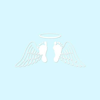 Baby Feet Memorial Angel Wings - Vinyl Decal Sticker - 7.75" x 3.75" - White