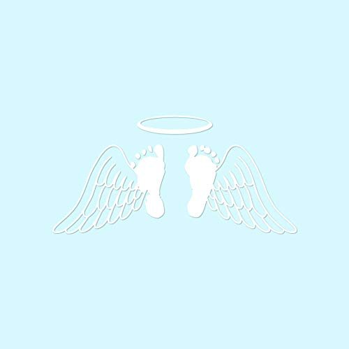 Baby Feet Memorial Angel Wings - Vinyl Decal Sticker - 7.75" x 3.75" - White