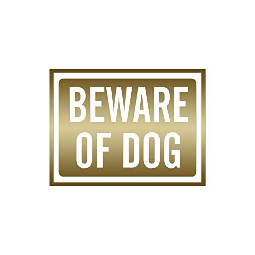 Decorative Decal - Beware of Dog Sign 5" x 3.75" - Gold - Vinyl Sticker