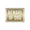 Decorative Decal - Beware of Dog Sign 5" x 3.75" - Gold - Vinyl Sticker view 1