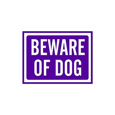 Beware Of Dog Sign - Vinyl Decal Sticker - 5" x 3.75" - Purple