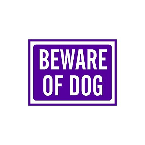 Beware Of Dog Sign - Vinyl Decal Sticker - 5" x 3.75" - Purple