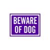 Beware Of Dog Sign - Vinyl Decal Sticker - 5" x 3.75" - Purple view 1