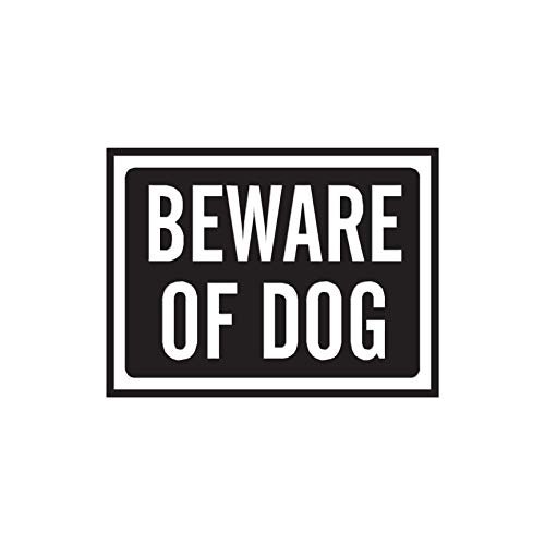 Beware Of Dog Sign - Vinyl Decal Sticker - 5" x 3.75" - Black