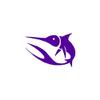 Tribal Swordfish Fish - Vinyl Decal Sticker - 8.5" x 5.75" - Purple view 1