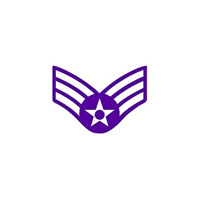 Senior Airman Air Force Patch - Vinyl Decal Sticker - 5.25" x 3.75" - Purple