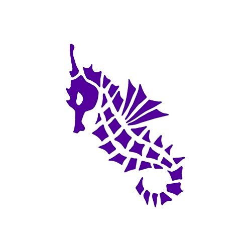 Tribal Sea Horse Seahorse - Vinyl Decal Sticker - 2.75" x 3.75" - Purple