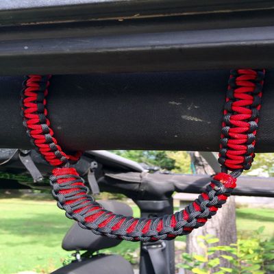 Happy Jeepinit Paracord Roll Bar Grab Handles for Wranglers - red