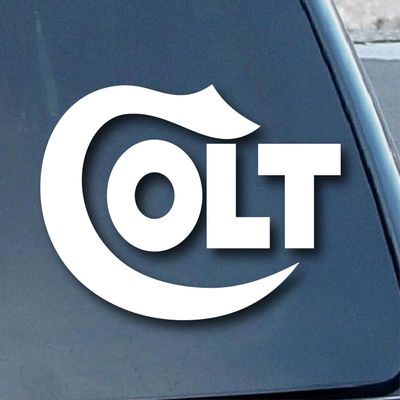 2nd AMD Colt Fire Arm 6" Wide Logo Decal Sticker for Cars Laptops Tablets Skateboard - White