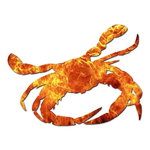 Crab Pincher Cancer - Vinyl Decal Sticker - 16" x 12" - Orange Flames