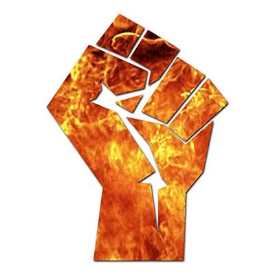 Angry Fist - Vinyl Decal Sticker - 5.75" x 7.75" - Orange Flames