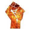 Angry Fist - Vinyl Decal Sticker - 5.75" x 7.75" - Orange Flames view 1
