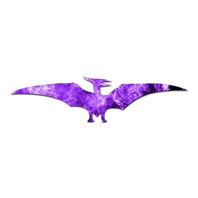 Dinosaur Pterodactyl - Vinyl Decal Sticker - 12" x 3" - Purple Flames