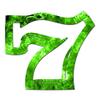 7 Seven - Vinyl Decal Sticker - 4.25" x 3.75" - Green Flames view 1