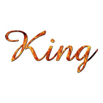 King - Vinyl Decal Sticker - 12" x 5.5" - Orange Flames