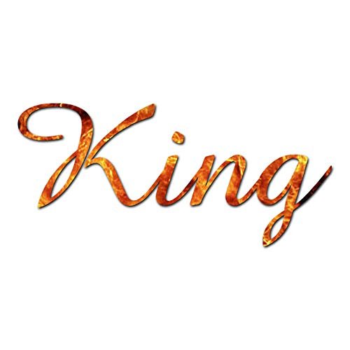 King - Vinyl Decal Sticker - 12" x 5.5" - Orange Flames