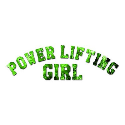 Powerlifting Girl - Vinyl Decal Sticker - 17" x 5.25" - Green Flames