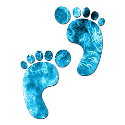 Bare Foot Prints Footprints - Vinyl Decal Sticker - 5.75" x 7.75" - Blue Flames
