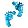 Bare Foot Prints Footprints - Vinyl Decal Sticker - 5.75" x 7.75" - Blue Flames view 1