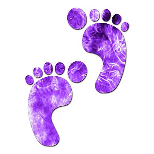 Bare Foot Prints Footprints - Vinyl Decal Sticker - 5.75" x 7.75" - Purple Flames