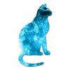 Decorative Decal - Sitting Cat Kitten 2" x 3.75" - Blue Flames - Vinyl Sticker view 1