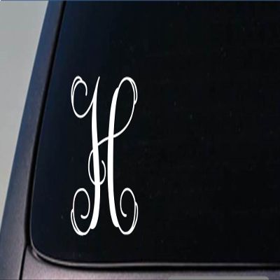 Monogram H vine initialI353 6 inch tall Sticker decal letters gift