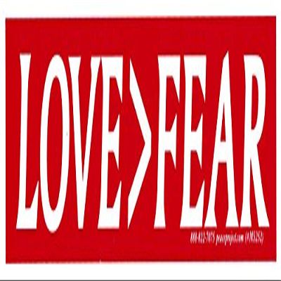 Peace Resource Project Love > Fear - Small Magnetic Bumper Sticker/Decal Magnet (6.25" X 1.75")