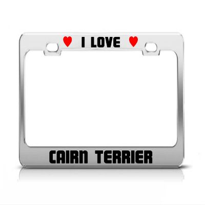 I Love Cairn Terrier Dog Cat Rescue License Plate Frame Holder