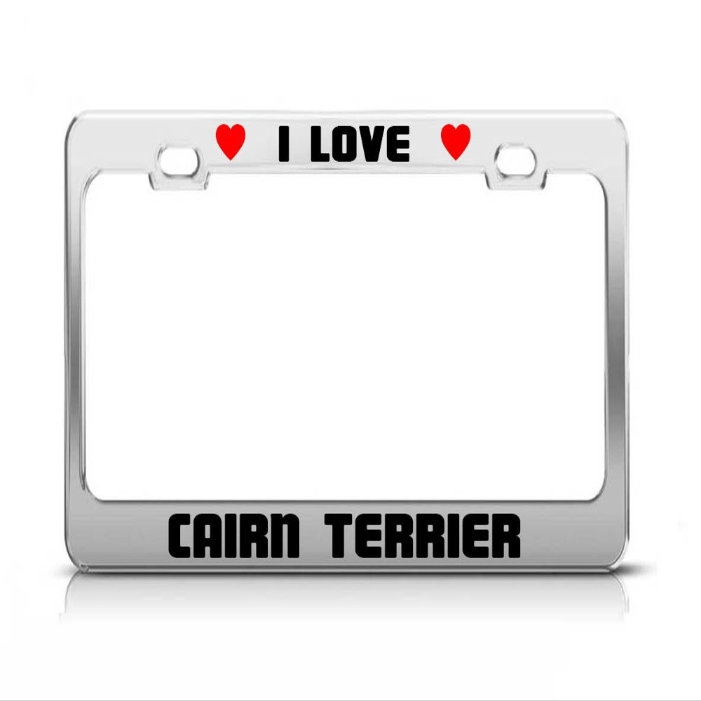 I Love Cairn Terrier Dog Cat Rescue License Plate Frame Holder