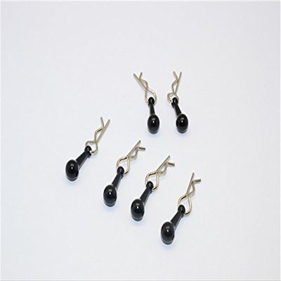 Body Clips + Aluminum Mount For 1/18 To 1/10 Models - 6Pcs Set Black