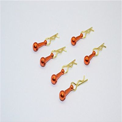 Body Clips + Aluminum Mount For 1/18 To 1/10 Models - 6Pcs Set Orange