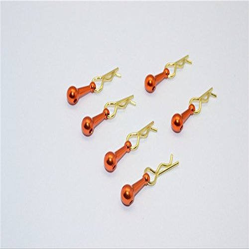 Body Clips + Aluminum Mount For 1/18 To 1/10 Models - 6Pcs Set Orange