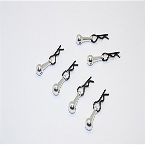 Body Clips + Aluminum Mount For 1/18 To 1/10 Models - 6Pcs Set Silver