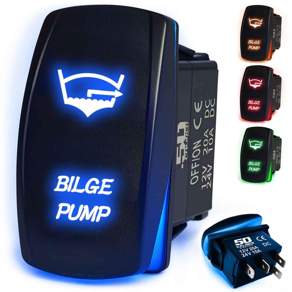 Bilge Pump Boat Switch Waterproof Toggle switches 12v LED Backlight Boat switches Rocker Switch on Off [5362A2 Blue]