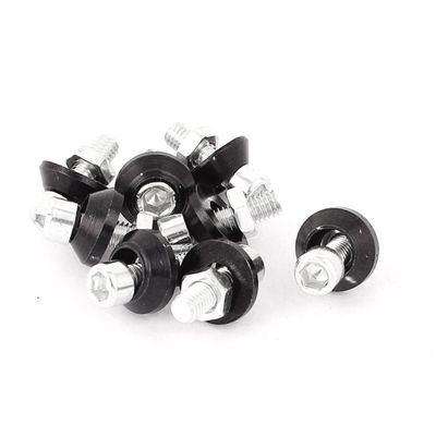 uxcell 8 Pcs Car Auto Aluminum License Plate Bolt Screws Black