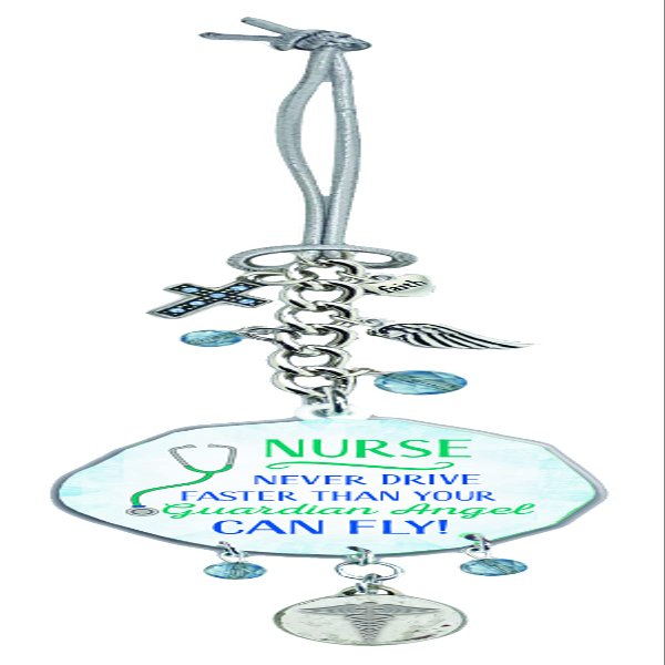 Cathedral Art Nurse Art Metal Car W/Charms On Silver Stretch Cord, One Size, Multi