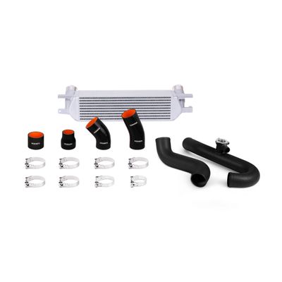 Mishimoto MMINT-MUS4-15KWSL Performance Intercooler Kit Compatible With Ford Mustang EcoBoost 2015-2018 Silver Cooler, Black Pipes