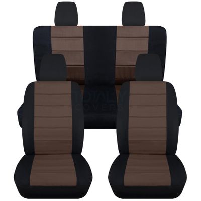 Totally Covers Compatible with 2011-2018 Jeep Wrangler JK Seat Covers: Black & Brown - Full Set: Front & Rear (23 Colors) 2-Door/4-Door Complete Back Solid/Split Bench