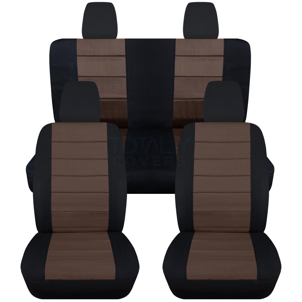 Totally Covers Compatible with 2011-2018 Jeep Wrangler JK Seat Covers: Black & Brown - Full Set: Front & Rear (23 Colors) 2-Door/4-Door Complete Back Solid/Split Bench