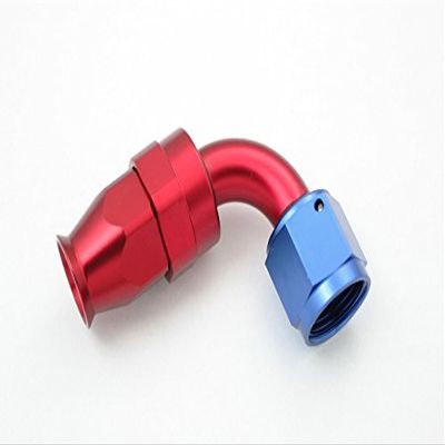 Autobahn88 Aluminum Anodized Swivel Hose End Fitting for PTFE Teflon Fuel Line - Reusable, 90-Degree, AN4 (Blue/Red)